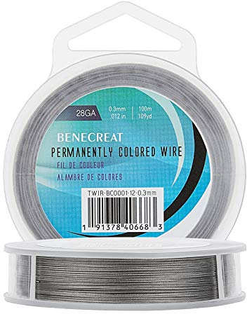 BENECREAT 7 Fili 100m 0.3mm Filo di Perline in Acciaio Inossidabile Filo di Acciaio Resistente All'appannamento per la Realizzazione di Bracciali per Collana