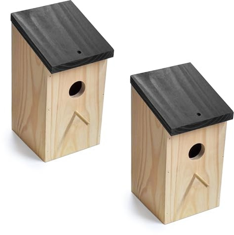 Wooden Nesting Box Traditional Wild Birds Nest House for Outdoor Garden Patio | 11 x 12 x 21 cm (Wooden) (Pack of 2)