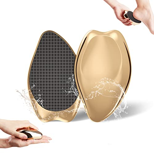 AnjoCare 2in1 Nano-Glas Hornhautentferner, extrem sichere & schnelle Fußfeile Raspel, Hochwirksame Hornhautfeile tote harte Haut Entferner Pediküre für professionelle Fußpflege (Golden)