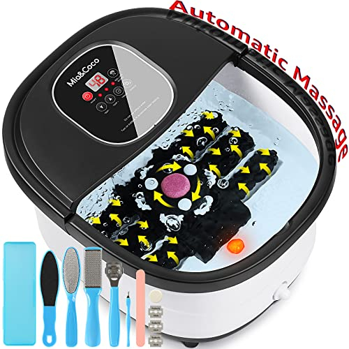 Fussmassagegerät mit Automatischer Massage Und Heizung, Fußbad Massagegerät Elektrisch, Fussbad mit Shiatsu, Pressen und Kneten Massagemodi, Vibrations und Sprudelfunktionen,Mia&coco