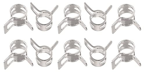 sourcing map 10pcs 6mm Spring Band Type Action Fuel/Silicone Vacuum Hose Pipe Clamp Low Pressure Air Clip Clamp, Nickel Plated