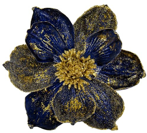Briful 4 Stücke Weihnachtsstern Christbaumschmuck Magnolie Kunstblumen mit Glitzern Poinsettia Kunstzweig Weihnachtliche Dekoration Weihnachtsbaum Neujahr Ornamente