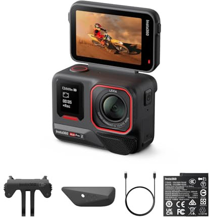 Insta360 Ace Pro 2 Dual Battery Bundle - 8K Waterproof Action Camera Co-Designed with Leica, 1/1.3 Sensor, Dual AI Chip, Low Light Quality, Advanced Audio, Flip Screen, AI Edition, Motorcycle
