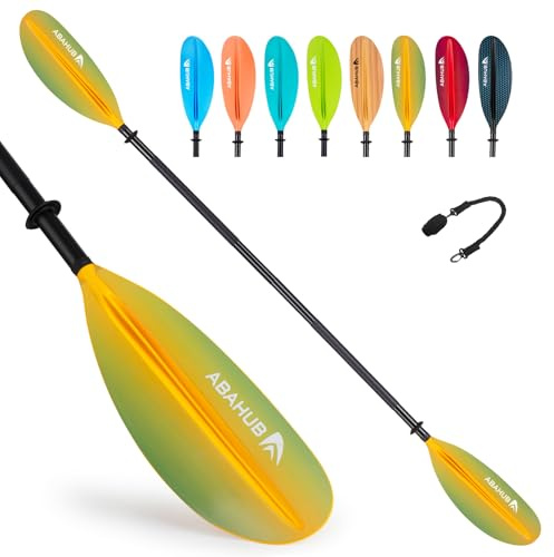 Abahub 218/230/241 cm Remo Kayak Pala Doble de Aluminio con Línea de Remo para Kayak Bote de Remos Canoa