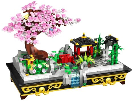 Hallisun Cherry Blossom Tree Building Set Japanese Sakura Bonsai Block, Flowers House Mini Bricks Building Kit, Home Office Decoration, Creative Toys Gift for Adults Teens Children Kids 8+, 1008 pcs