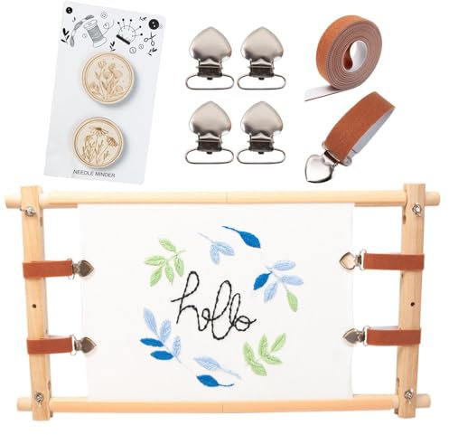 Bastidor de bordado - Soporte ajustable de metal para bordar | Accesorios rectangulares de punto de cruz, herramientas de manualidades, soporte de punta de aguja de madera de haya, mesa de suelo