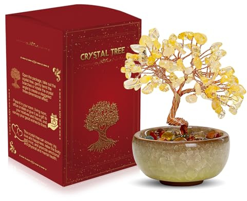 WEILAOK Albero della Vita di Quarzo Rosa, Pietre Chakra Oggetti, Soprammobile Portafortuna, Feng Shui Pietre e Cristalli, Meditazione Reiki Oggetti per Decorazione della Casa Regali di Compleanno