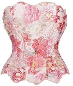 Vintage Underbust Corset Top Women Lace Double Layered Fitting Boned Sexy Bustiers Floral Lingerie Holiday Party Club Costume