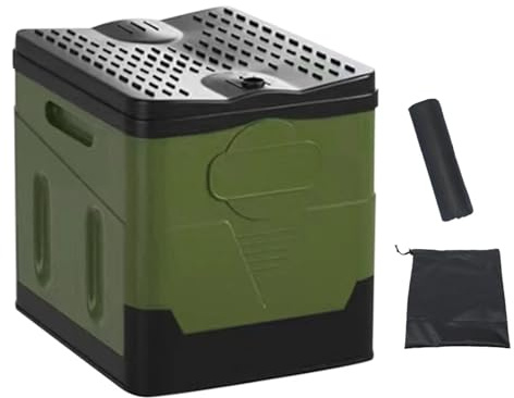 AMRTTWY Accessori Camper, Toilette Portatile Pieghevole per Secchio per Auto da Campeggio All'aperto(Green)