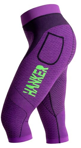HANKER Mallas Pirata de compresión Mujer con Bolsillos para Running y Yoga | 85% poliéster, 10% elastano, 5% poliamida, cintura alta, bolsillos, secado rápido, para yoga y trail