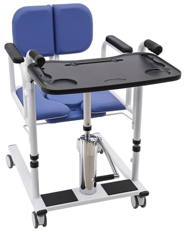 Fauteuil de transfert hydraulique pour patients avec roulettes et fonction toilette, aide au transfert et à l'entretien, fauteuil roulant réglable en hauteur jusqu'à 150 kg