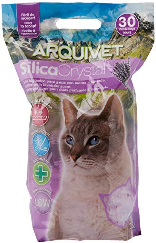 Arquivet Katzenstreu Silica Crystal – Lavendelduft – Fassungsvermögen: 3,8 l – hygienisches Katzenfett mit Duft, saugfähig, hilft Gerüche und Bakterien zu entfernen