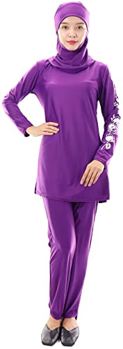 Musuly Burkini Viola – Combinazione Costume da Bagno con Velo (42)