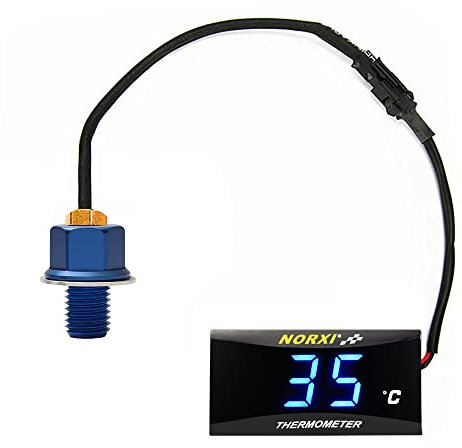 Termómetro de aceite de motocicleta, termómetro de aceite digital, termómetro de aceite electrónico con adaptadores de sensores de temperatura (Azul, M14x1.5)