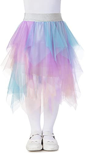 tanzdunsje Tutu Faldas Falda de Tul para niñas Faldas Diseño Irregular Falda de Baile Tutu Niños Adolescentes Adultos para Fiesta Disfraz Princesa (L, Azul+Morado+Rosa Claro)