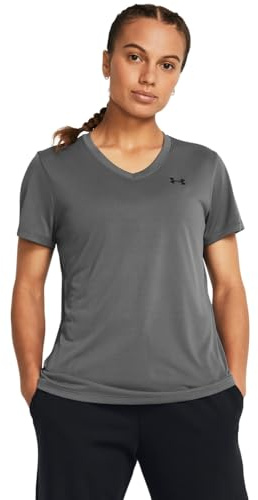 Under Armour Tech SSV-Solid, T-shirt de sport respirant pour femme, T-Shirt manches courtes avec col en V
