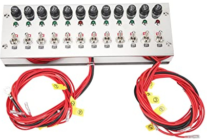 Panel de Interruptor Basculante de 12 Bandas DC 12-24 V Panel de Interruptor de Encendido y Apagado de Palanca para Montaje en Tablero para Autos de Carreras, Camiones, Yates,