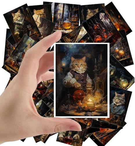 Large Stickers Pack 24 pcs ~ Alchemical Whiskers: Scholarly Cats Mastering Ancient Potions - A Stickers Set of Mystical Elixirs and Magical Study