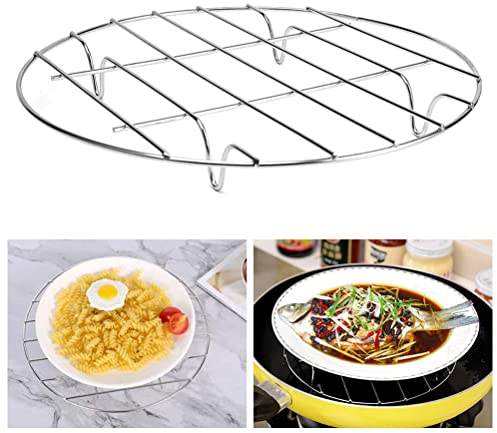 Round Steam Rack, Stainless Steel Roasting Rack Multi-Purpose Cooking Cooling Racks Stand Steaming Air Fryer Accessories Kitchen Tools for Fryer, Steamer, Microwave Ovens Baking
