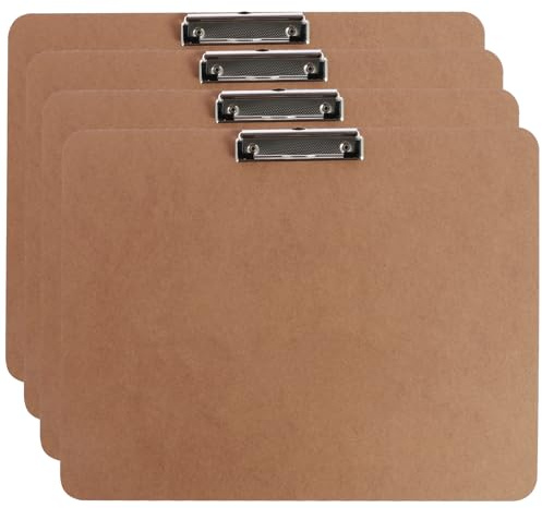 NIHUIFDPY 4 tavolette portablocco A3 in truciolato con clip in metallo a basso profilo, 45 x 34,5 cm, bacheca universale da appendere, marrone, portablocco portatile da ufficio per dottori, infermieri