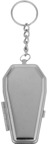 VALICLUD Portable Metal Ashtray Keyring Coffin Shape Mini Pocket Ashtray for Smokers Halloween Coffins 2.8In X 1.6In X 0.7In Silver