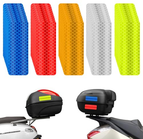 BOHUIZ 50 Stück Reflektierende Aufkleber, 8 * 3cm Sicherheit Warnband Reflektoren Fahrrad Selbstklebend Reflektorband für Fahrrad Motorrad Helme Kleidung(5 Farben)