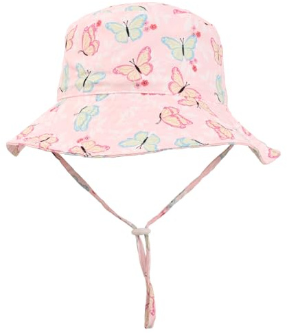 Sombreros de Verano para niños, Sombrero de Pescador para niñas con protección UV, Sombrero Plegable Ajustable con Cobertura para el Cuello (S - Circunferencia de la Cabeza: 48-50 cm)