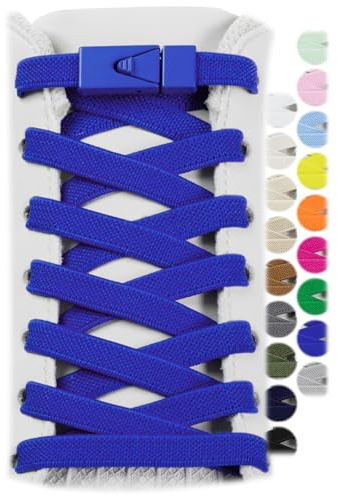 Stepace 2 Pairs Elastic Shoe Laces for Sneakers No Tie Shoelaces for Adults and Kids 8mm Wide Stretch Tieless Shoestrings for Running Shoes One Size Fit All Royal Blue 120
