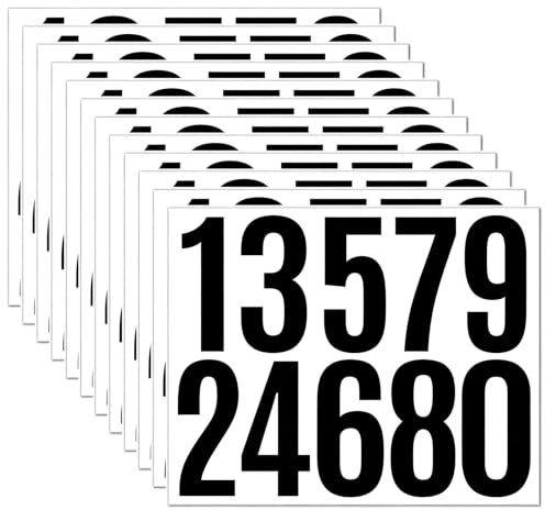 Lot De 12 Chiffres Autocollants Numéro Boîte Aux Lettres Noir 7,6cm