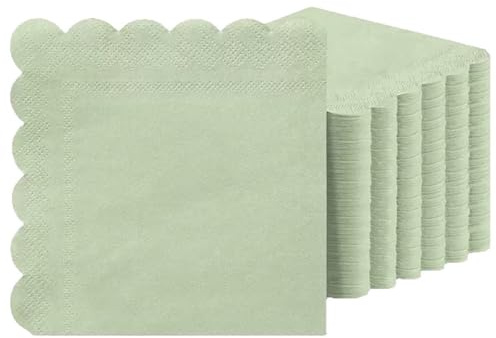 Flintronic 40 st. Servetter Grön, 2-lagers Vågiga Pappersservetter, 31 x 31 cm Festservetter, Engångsservetter Dessertservetter för Födelsedagar, Bröllop, Baby Showers, Kommunion Deko