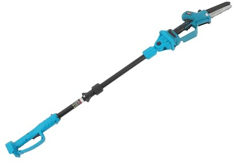 Motosega a batteria 2 in 1 con asta telescopica, testa girevole a 180°, mini motosega a mano e sega da potatura, motore brushless da 600 W, per la cura del giardino, la cura degli alberi, include asta