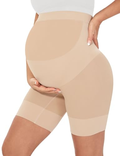 MUSIDORA Maternity Shapewear Under Dress, High Waist Mid-Thigh Pregnancy Shapewear Underwear (Nude XL)