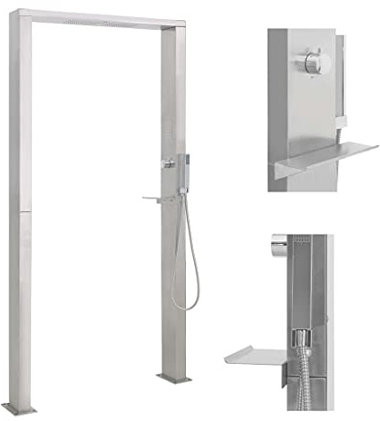 vidaXL Sistema de panel de ducha de doble chorro de acero inoxidable
