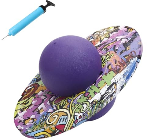 Fitness Ballon Sauteur Pogo Ball Épaissir Ballon d'Équilibre/saut/gym Bouncing Ball Hopper Boule de Fitness Anti-déflagrant Balance Board multi-usage (Graffiti violet)
