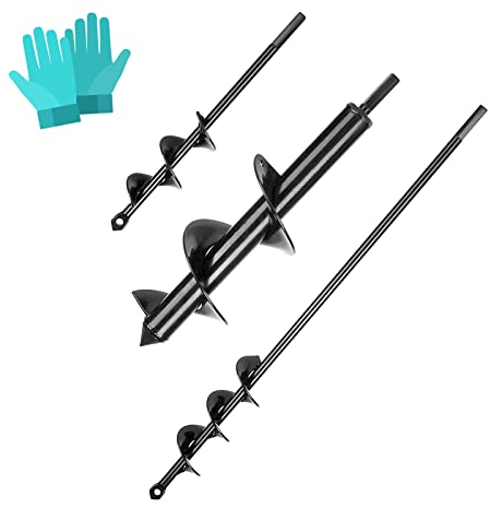 Elektro Gartenbohrer Erdbohrer mit Handschuhe+4 * 22CM+4 * 45CM+8 * 33CM, Akkuschrauber Pflanzbohrer, Garten Schnecken Bohrer, Spiralbohrer, Erdlochbohrer, Blume Pflanzgefäße
