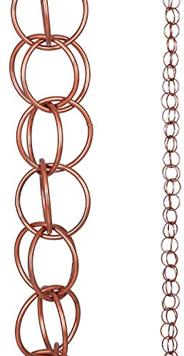 Topadorn Regenkette, Dekoration, 2,4 m, Regenfallrohr-Fangkette, Dachrinne, 244 cm, Metall-Doppelschlaufe, Regenketten für Haustraufen, Garten, Veranda und Terrasse, Ringregenkette