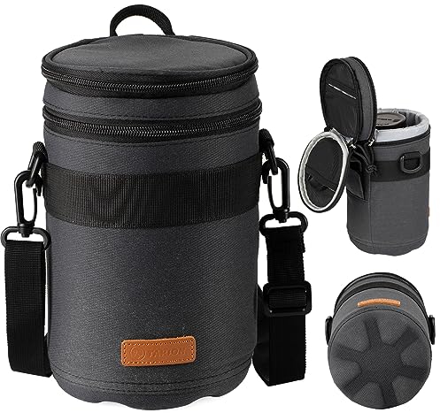 TARION Objektivtasche Objektivbeutel mit Hartschalenboden, Stoßfest, Wasserabweisend Kamera Objektiv-Schutztasche für Canon, Nikon, Pentax, Sony, Olympus Objektive (Dunkelblau Größe XL)