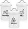 Onader Set of 3 Tea Coffee Sugar Canisters, Metal Storage Containers Jars with Lids for Kitchen Farmhouse Decoration, Perfect for Storing Food, Biscuit, Cakes, Spice or Beans, Vintage Design, White