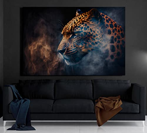 Manschin-Laserdesign Quadro da parete di alta qualità, in vetro acrilico o composito di alluminio, nessuna immagine di lino, moderno, XXL, decorazione da parete (leopardato 03, vetro acrilico 90 x 60