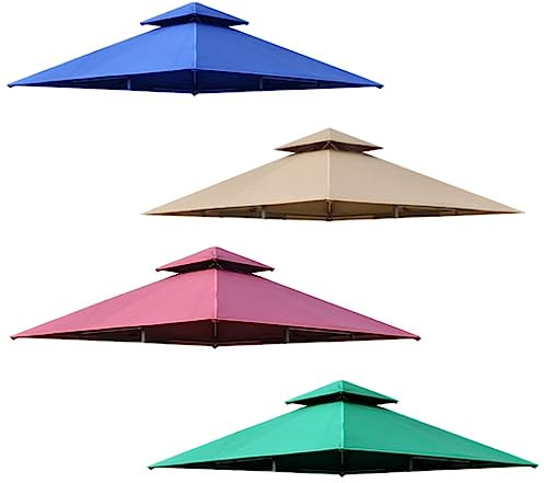 HCZION 3x3m Ersatzdach Für Garten Ersatzabdeckung Pavillondach Ersatz Baldachin Für Pavillon Ersatzbezug Dachbezug Wasserdicht Anti-ultraviolett Polyestertuch (Color : Beige)