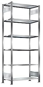 Oswald Transportgeräte Steckregal, verzinkt, Breite 1 m, Höhe 2,5 m, Tiefe 0,6 m, 6 Böden, Fachlast 330 kg, einseitig