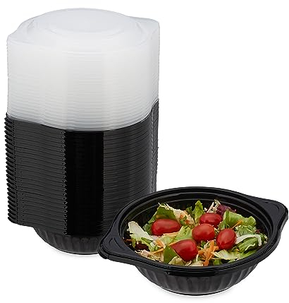 Relaxdays Meal Prep Container en Lot de 24, 1 Compartiment, Boite adaptée au Micro-Ondes, réutilisable, Plastique, Noir