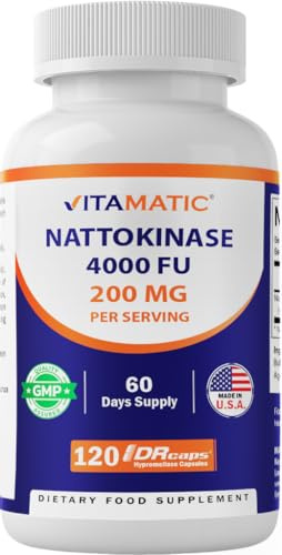 Vitamatic Nattokinase Supplement 4,000 FU Servings, 120 Delayed Released Capsules - Survives Stomach Acids - Non-GMO & Gluten Free - Made in The USA
