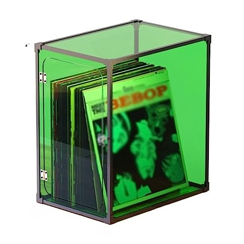 Schallplattenaufbewahrung Vinyl-Schallplatten-Aufbewahrungskiste, LP-Schallplatten-Aufbewahrungsbox mit Rahmen aus Aluminiumlegierung, organische Glasabdeckung, Schallplatten-Organizer-Box, einfach zu