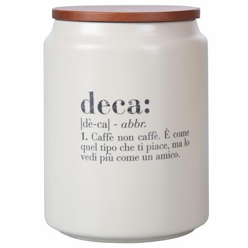 Villa d'Este Home Tivoli Pot à café créatif avec écriture déca en grès Victionary gris Ustensiles et accessoires 800 ml Ø11xh15 cm