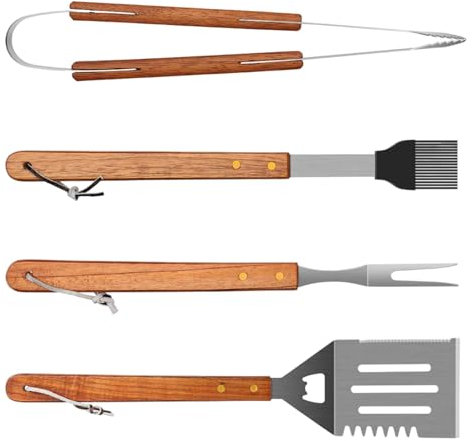 Set di utensili per barbecue da esterno, set di attrezzi per barbecue, set di attrezzi per barbecue, set di attrezzi per barbecue, in acciaio inox, per campeggio all'aperto, per barbecue con