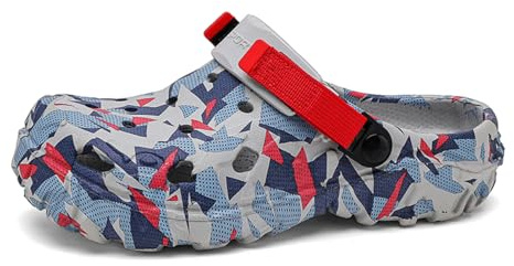 ihinzry Zoccoli da Giardino da Uomo, Zoccoli con Grafica, Sandali da Spiaggia Slip-On per Uomo, Pantofole da Esterno con Cinturino Regolabile