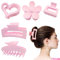 5 Pieces Hair Clips for Women, Große rosa Haarspange, Rectangle Matte Hair Claw Clamp, Quadratische, herzförmige Haarspange im Blumenstil, Haarklammer