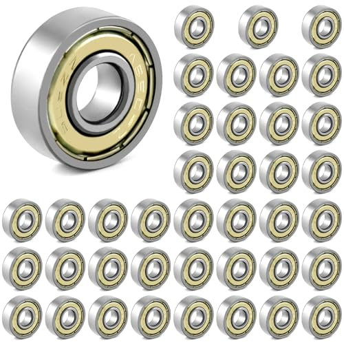 QWORK® 40 Stück 608zz Kugellager, Metall Double Shielded Miniatur Rillenkugellager, für Skateboards, Roller, Inline Skates, 8mm x 22mm x 7mm