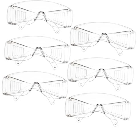 PRETYZOOM 6-pack Ventilated Protective Eyeglasses for Laboratory Use Safety Glasses Side Shields Unisex Costume Eyewear for Eye Protection